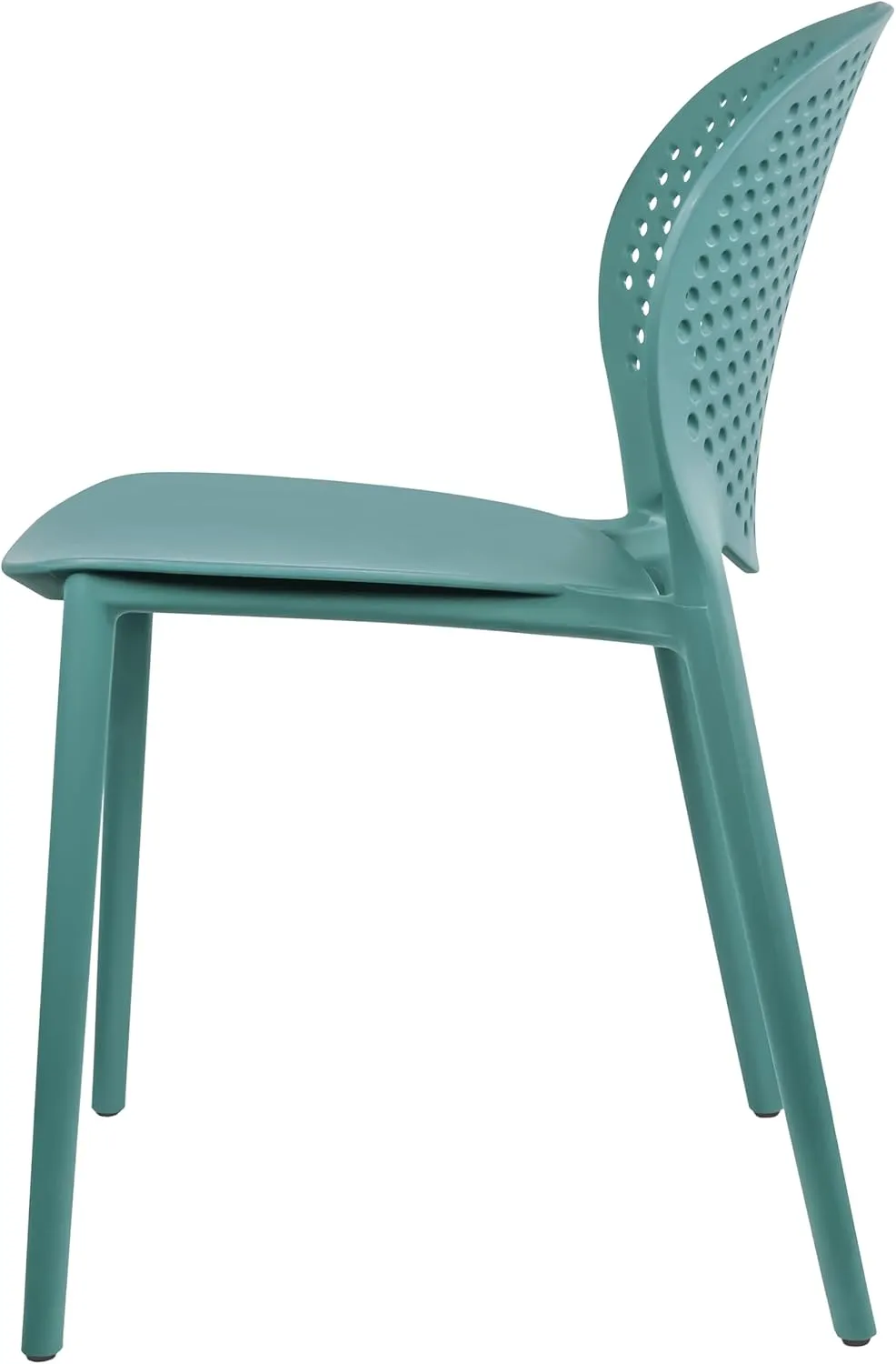 2xhome Set of 4 Modern Pool Patio Chairs, Stackable Dining Side Chairs for Indoor Outdoor Kitchen Living Room Restaurant, Teal