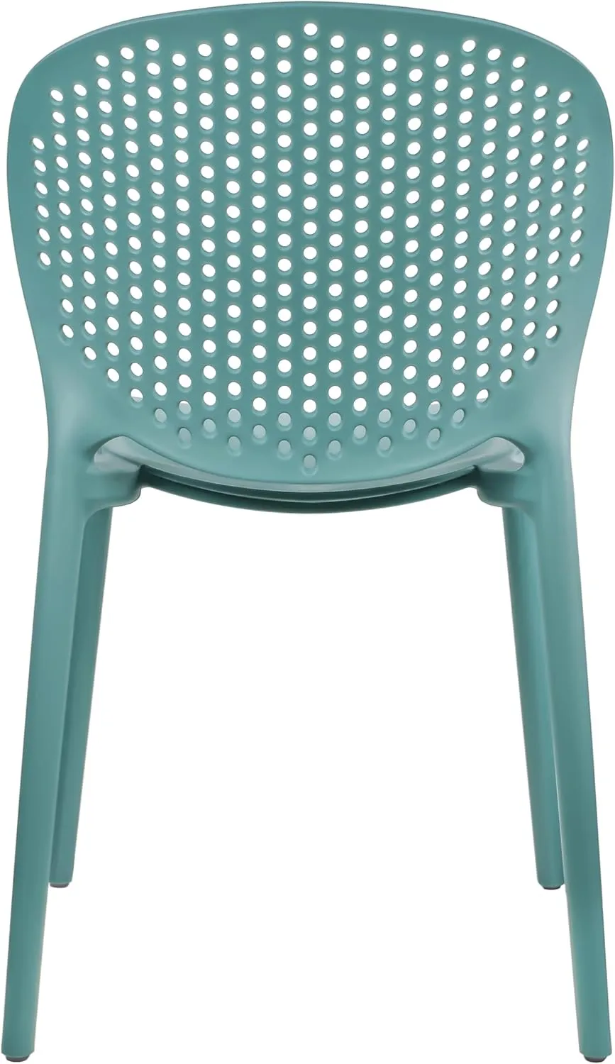 2xhome Set of 4 Modern Pool Patio Chairs, Stackable Dining Side Chairs for Indoor Outdoor Kitchen Living Room Restaurant, Teal