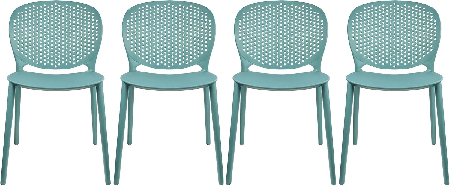 2xhome Set of 4 Modern Pool Patio Chairs, Stackable Dining Side Chairs for Indoor Outdoor Kitchen Living Room Restaurant, Teal