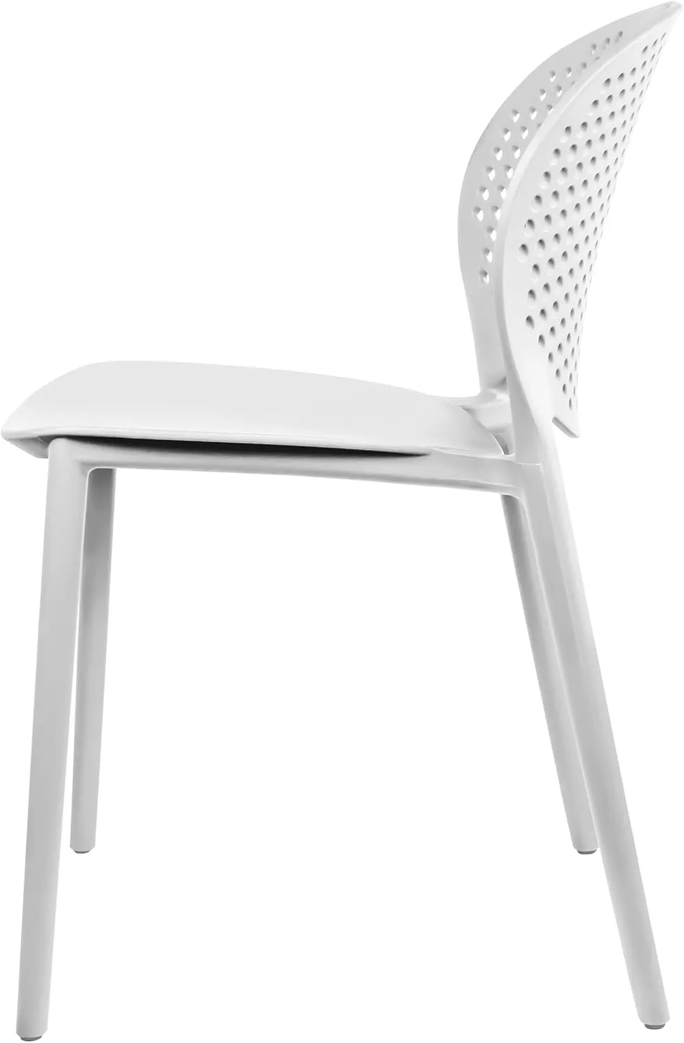 2xhome Set of 4 Modern Pool Patio Chairs, Stackable Dining Side Chairs for Indoor Outdoor Kitchen Living Room Restaurant, White