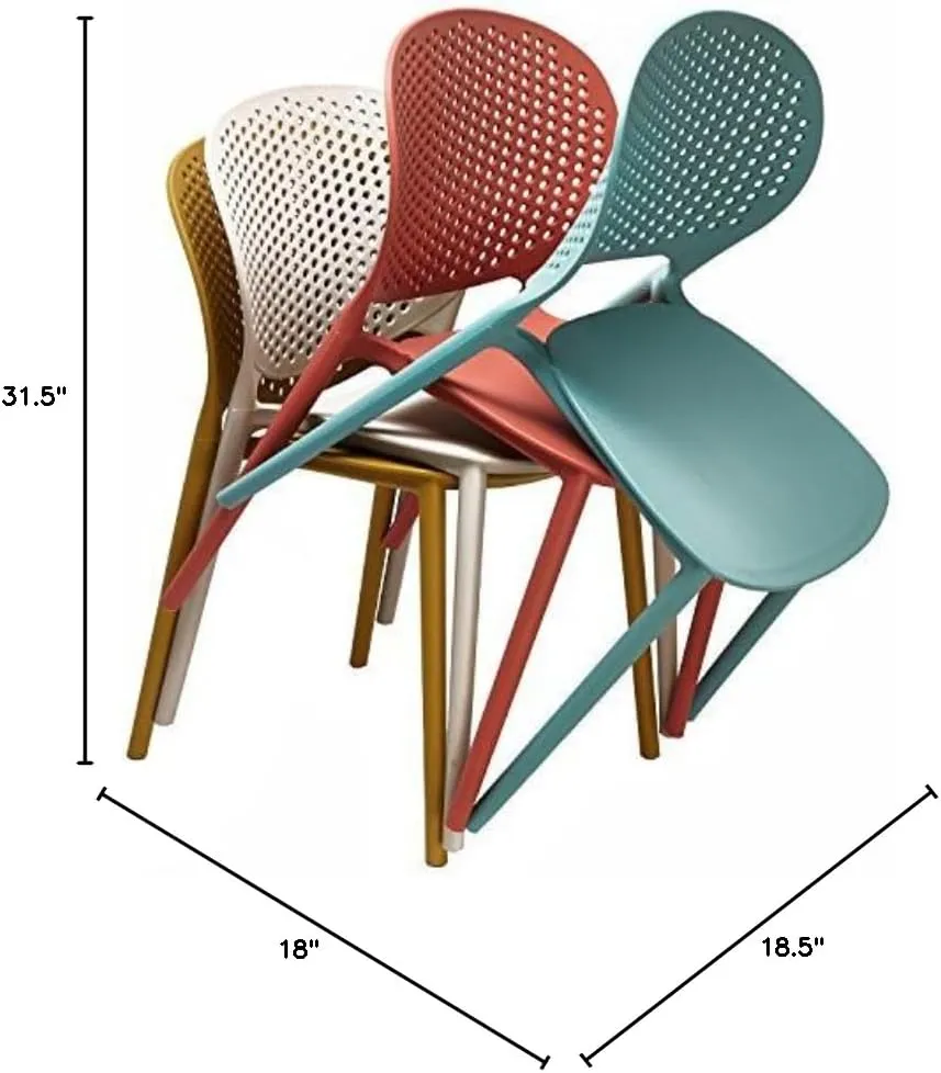 2xhome Set of 4 Modern Pool Patio Chairs, Stackable Dining Side Chairs for Indoor Outdoor Kitchen Living Room Restaurant, White