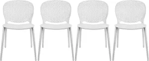 2xhome Set of 4 Modern Pool Patio Chairs, Stackable Dining Side Chairs for Indoor Outdoor Kitchen Living Room Restaurant, White