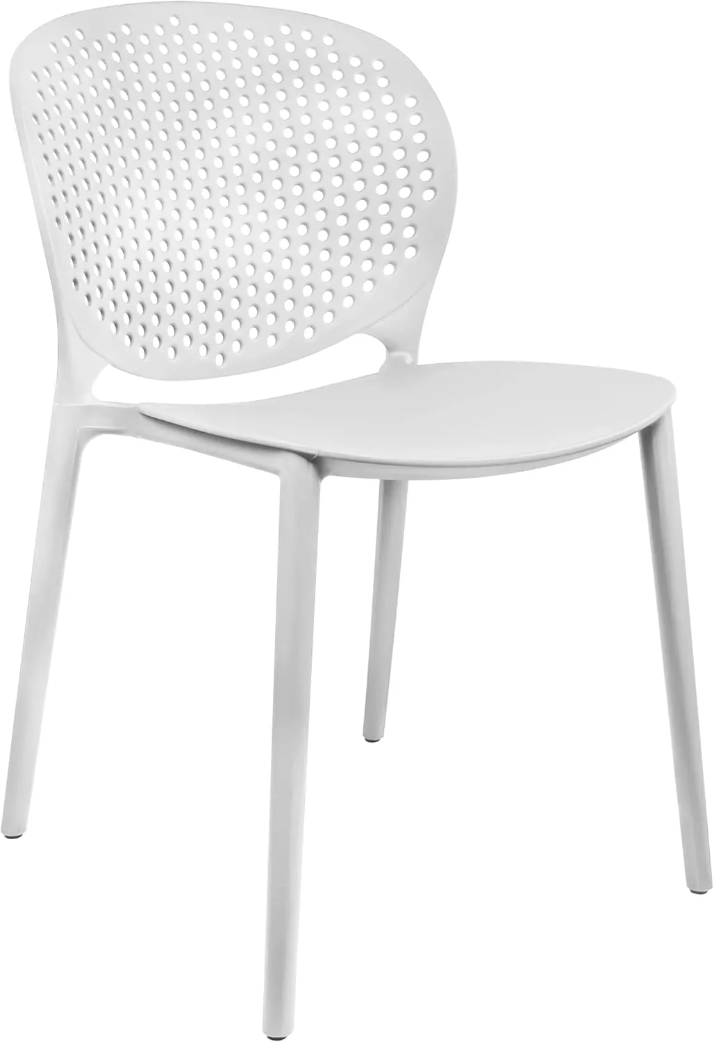 2xhome Set of 4 Modern Pool Patio Chairs, Stackable Dining Side Chairs for Indoor Outdoor Kitchen Living Room Restaurant, White