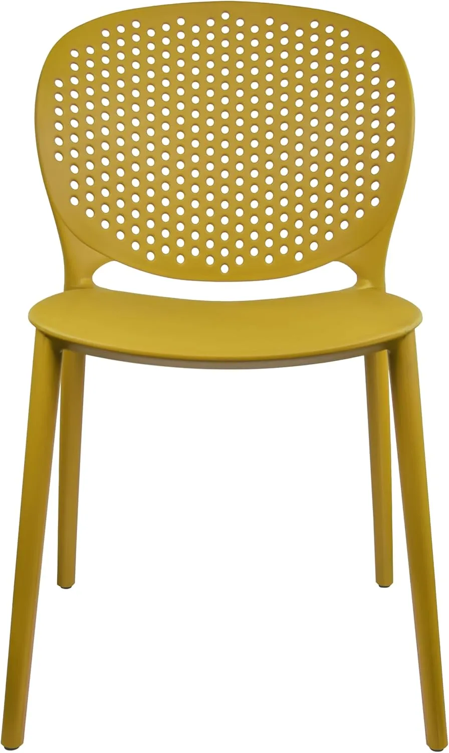 2xhome Set of 4 Patio Dining Chairs | Modern Stackable Outdoor Pool Side Chair | Weather Resistant Plastic for Yard, Porch, Balcony, Kitchen, Yellow
