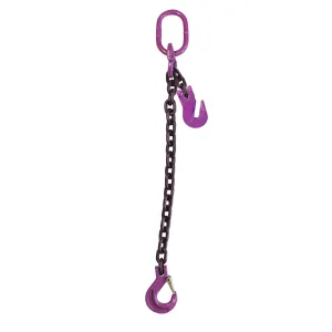 3/4" x 10' - Adjustable Single Leg Chain Sling w/ Sling Hook - Grade 100