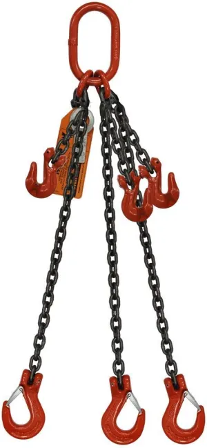 3/4" x 30' Adjustable Type-B Three Leg Bridle Chain Sling | 91,700 Lbs. WLL | Sling Hook-to-Grab Hook | Grade 100 Alloy | 1-3/4" Master Link | for Tough Conditions | Hanes Supply (HSI)