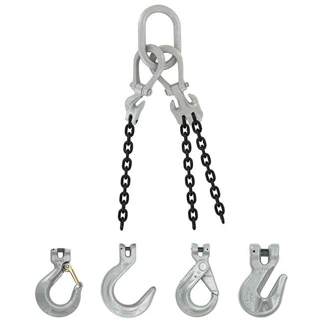 3/8" x 10' - Domestic Adjustable 3 Leg Chain Sling with Crosby Foundry Hooks - Grade 100