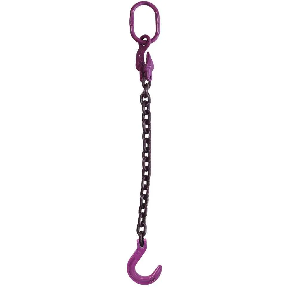 3/8" x 20' - Adjustable Single Leg Chain Sling w/ Foundry Hook - Grade 100