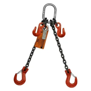 3/8" x 20' Adjustable Type-A Two Leg Bridle Chain Sling | 15,200 Lbs. WLL | Sling Hook-to-Grab Hook | Grade 100 Alloy | 3/4" Master Link | for Tough Conditions | Hanes Supply (HSI)