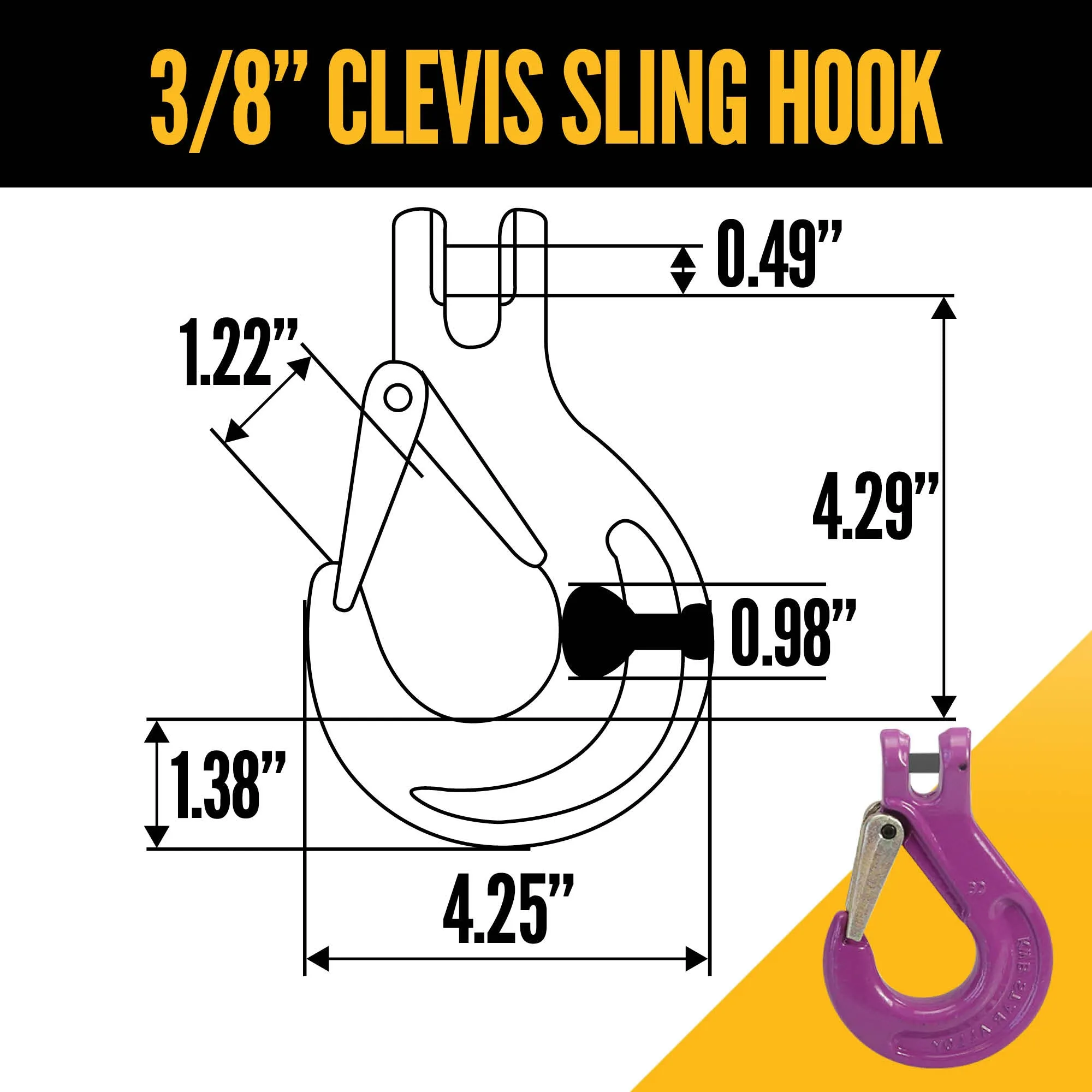 3/8" x 5' - Adjustable 3 Leg Chain Sling w/ Sling Hooks - Grade 100