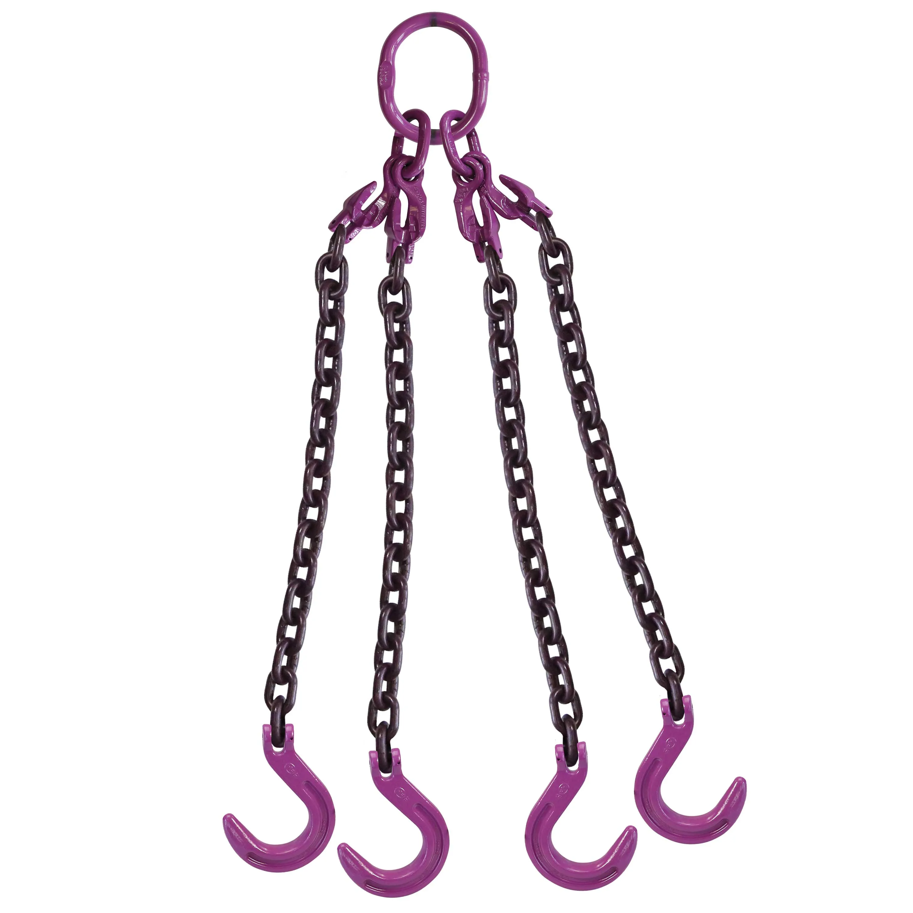 3/8" x 5' - Adjustable 4 Leg Chain Sling w/ Foundry Hooks - Grade 100
