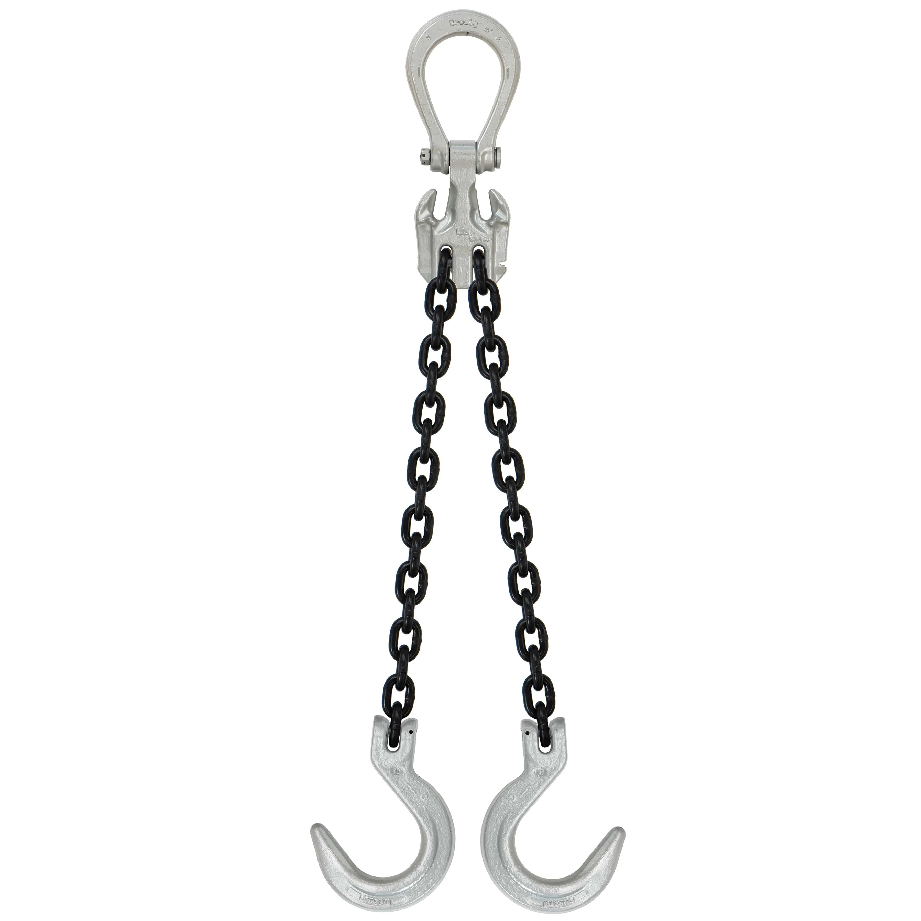 3/8" x 5' - Domestic Adjustable 2 Leg Chain Sling with Crosby Foundry Hooks - Grade 100