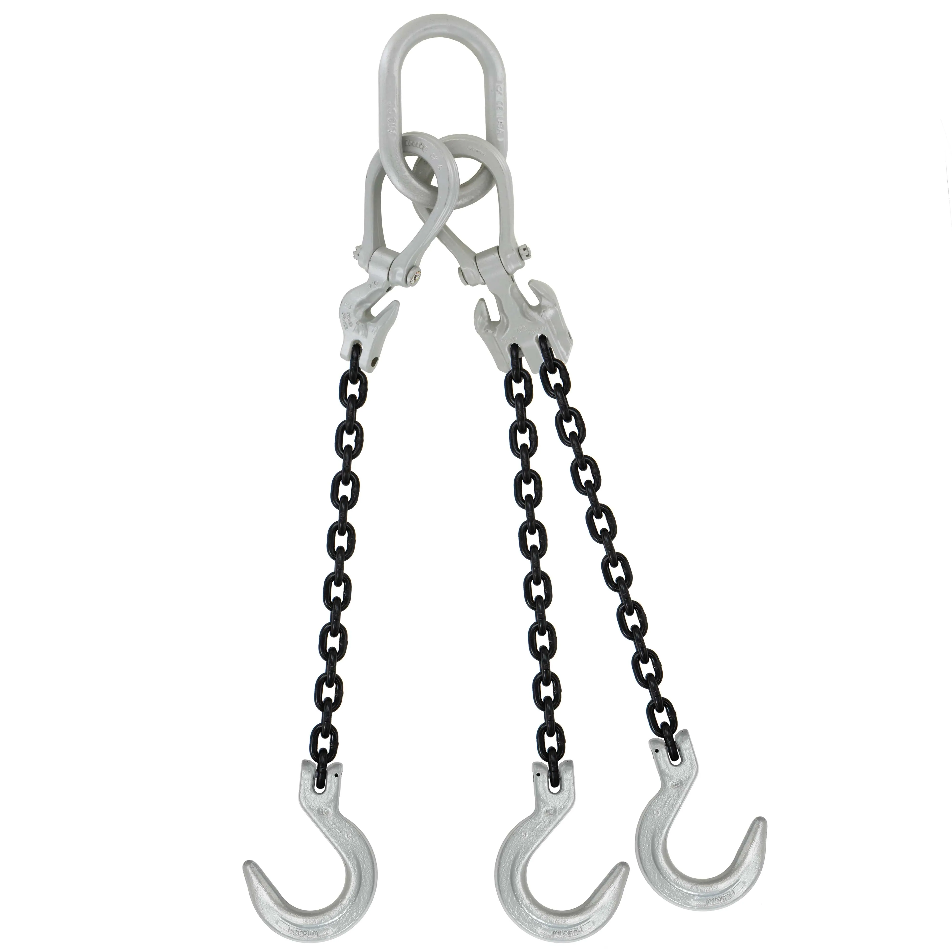 3/8" x 5' - Domestic Adjustable 3 Leg Chain Sling with Crosby Foundry Hooks - Grade 100