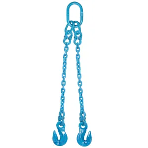 3/8" x 5' - Pewag 2 Leg Chain Sling w/ Grab Hooks - Grade 120
