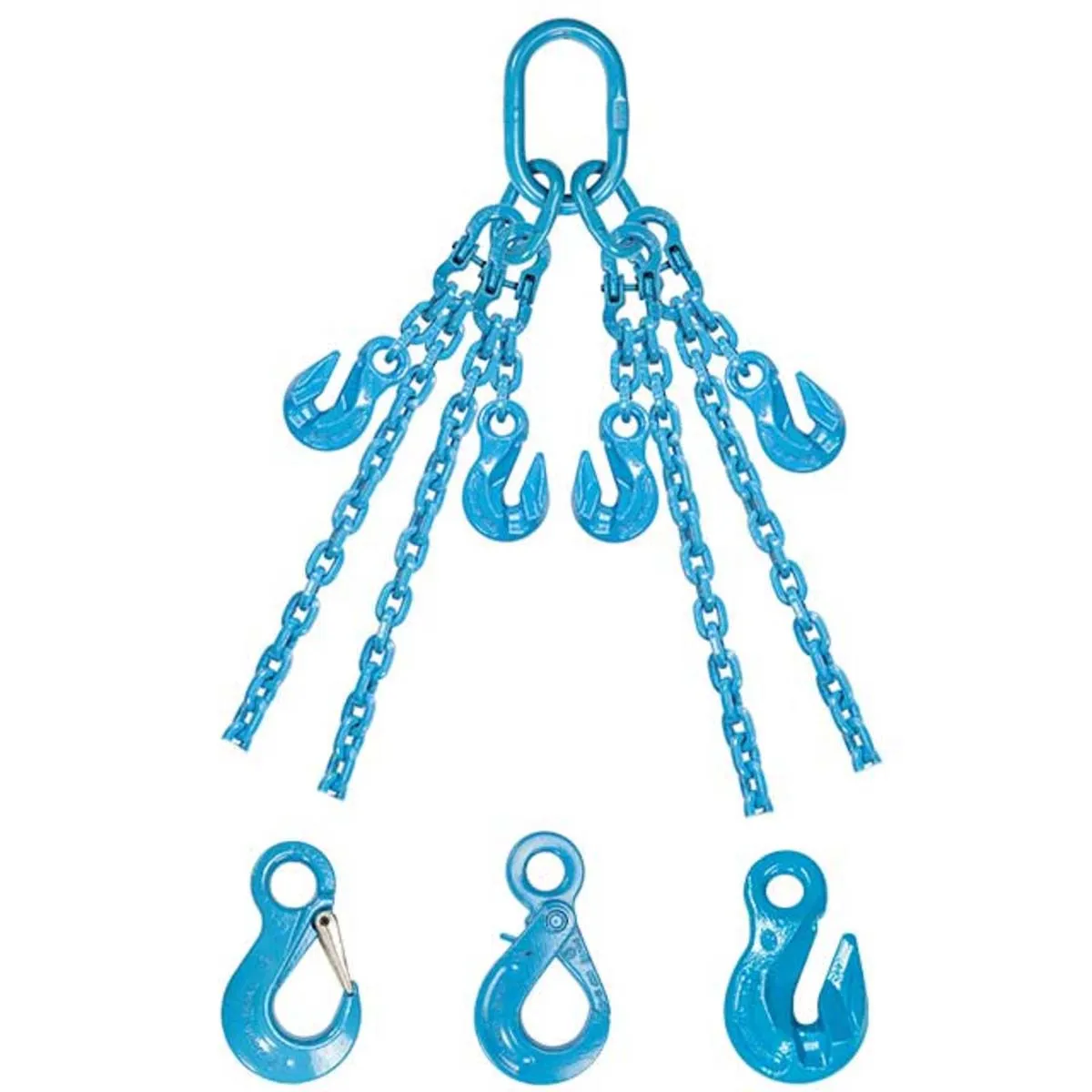 3/8" x 5' - Pewag  Adjustable 4 Leg Chain Sling w/ Sling Hooks - Grade 120