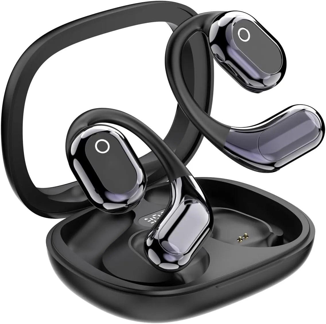 4 in 1 Language Translator Earbuds, Translation Earbuds in Real Time, Earhook Translation Headset, Multi-Function Translator Device for Travel Business Learning (Black)