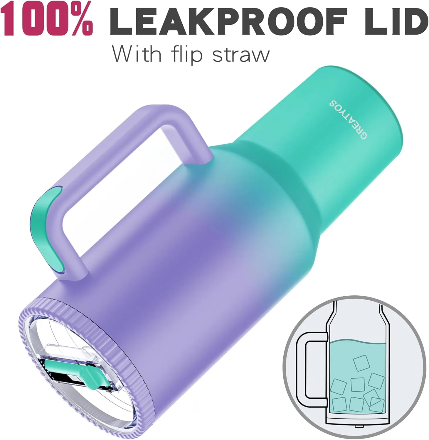 40 oz Tumbler with Handle and Flip Straw Lid - Upgraded Traveler 40oz Tumblers with Lids Straws Vacuum Insulated Leak Proof Stainless Steel Cup Mug Gifts for Men Women Him Her (Mermaid)