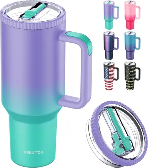 40 oz Tumbler with Handle and Flip Straw Lid - Upgraded Traveler 40oz Tumblers with Lids Straws Vacuum Insulated Leak Proof Stainless Steel Cup Mug Gifts for Men Women Him Her (Mermaid)