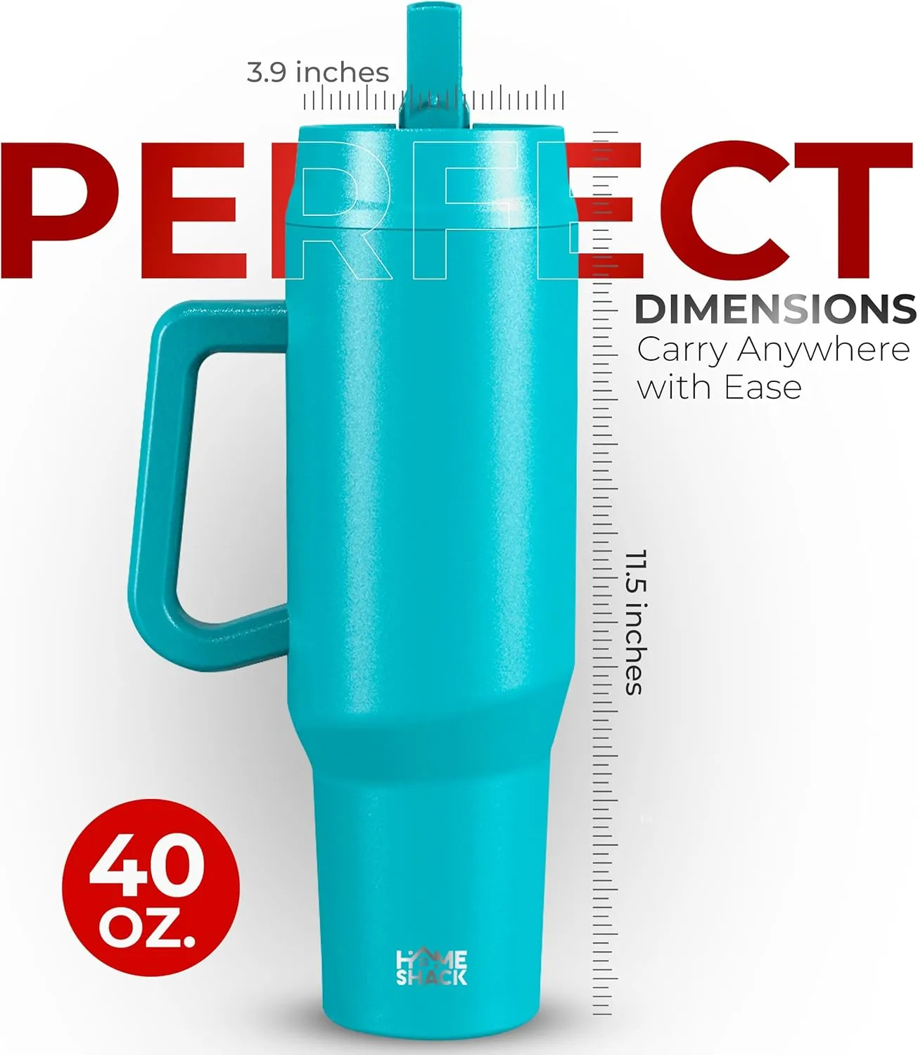 40 oz Tumbler with Handle and Foldable Straw Lid - Leakproof Insulated Stainless Steel Water Bottle - Hot & Cold Beverage Travel Mug - Reusable Iced Coffee Cup - Cupholder Friendly - Gift