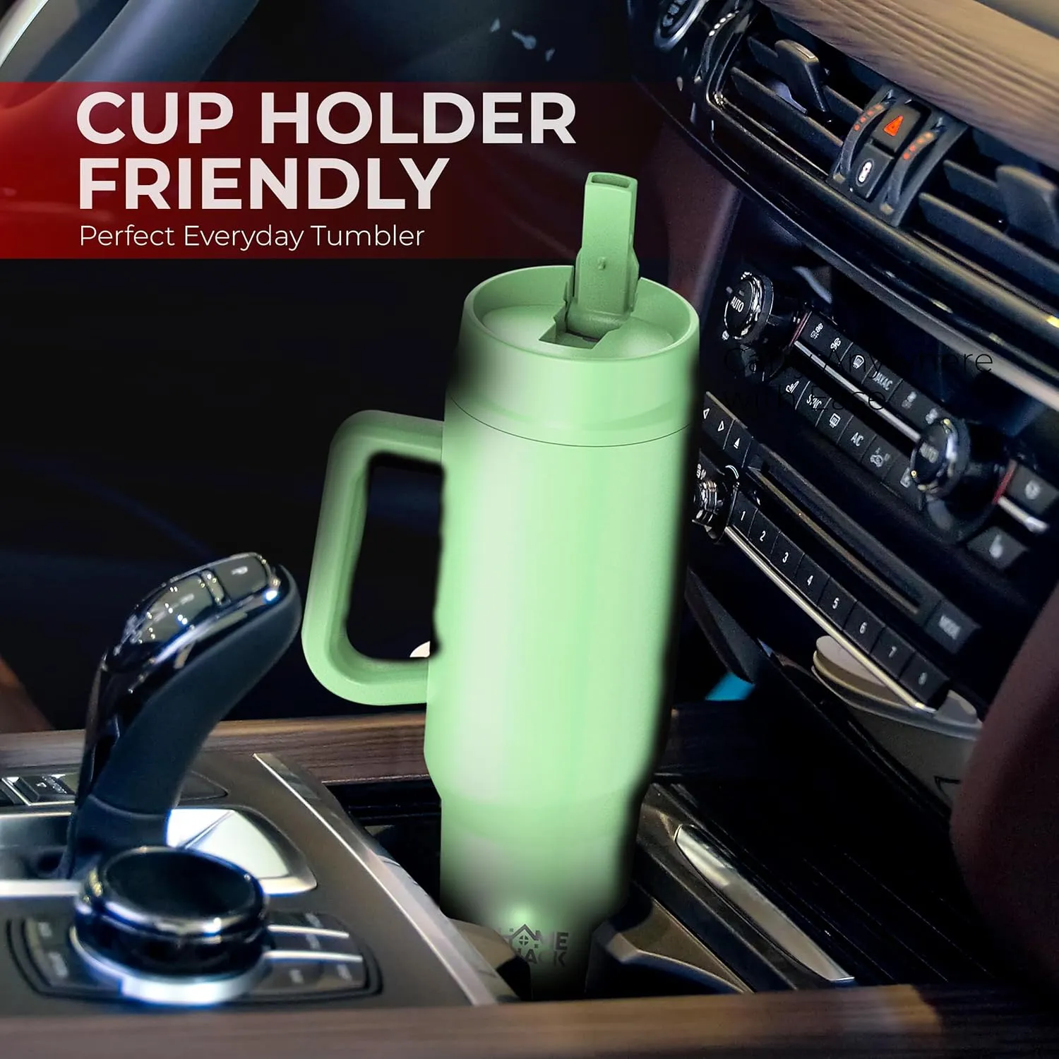 40 oz Tumbler with Handle and Foldable Straw Lid - Leakproof Insulated Stainless Steel Water Bottle - Hot & Cold Beverage Travel Mug - Reusable Iced Coffee Cup - Cupholder Friendly - Gift