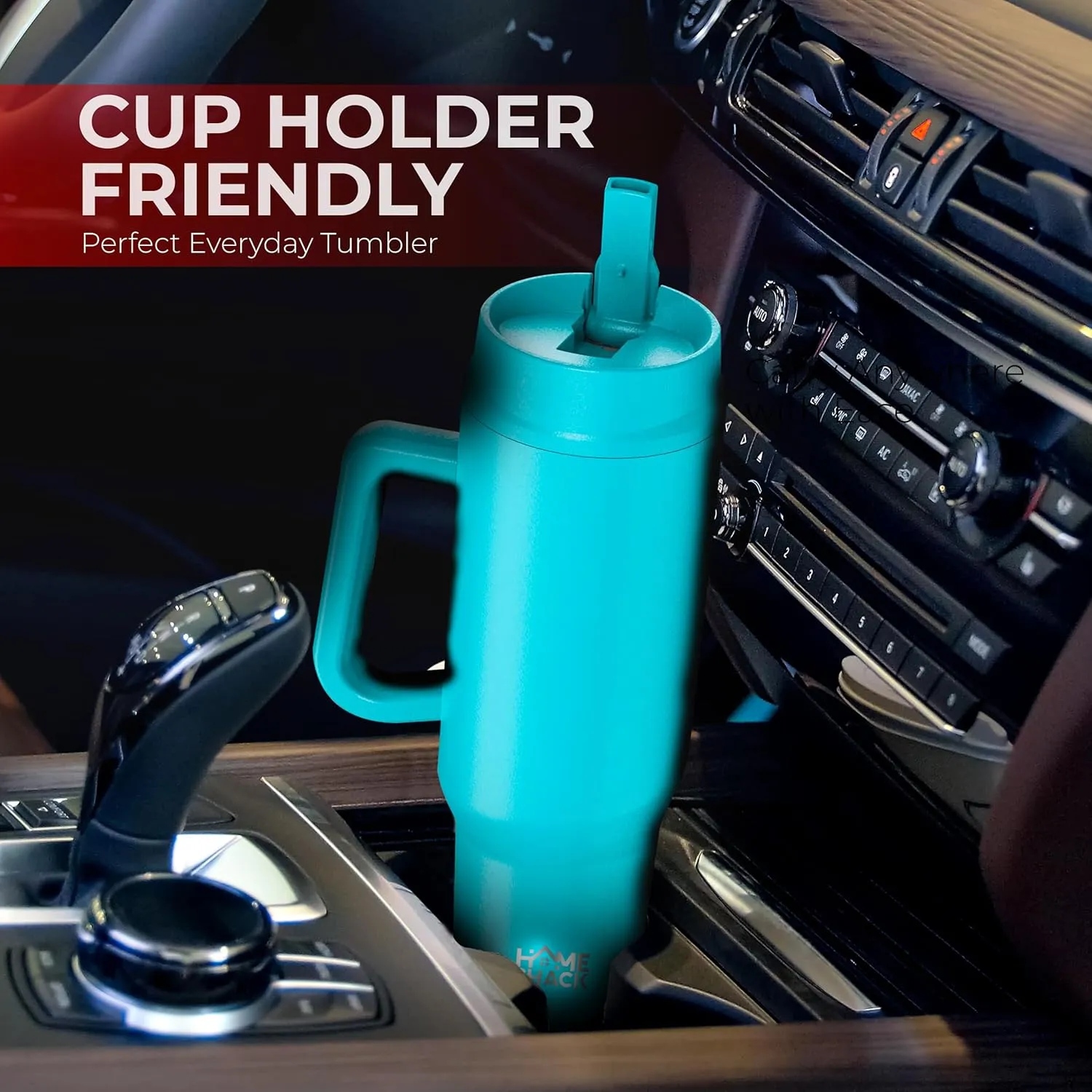 40 oz Tumbler with Handle and Foldable Straw Lid - Leakproof Insulated Stainless Steel Water Bottle - Hot & Cold Beverage Travel Mug - Reusable Iced Coffee Cup - Cupholder Friendly - Gift
