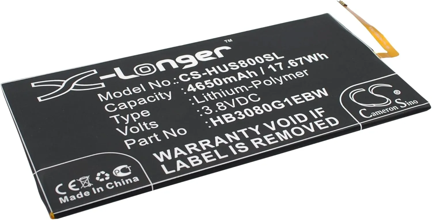 4650mAh/3.8V Battery Compatible with Hu awei EE Eagle, Honor S8-701u, Honor S8-701W, Mediapad M1 8.0, MediaPad T1 9.6, fit P/N: HB3080G1EBC, HB3080G1EBW