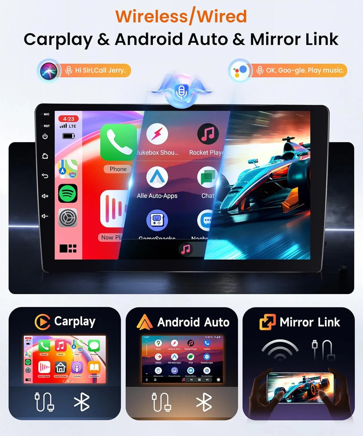 4G 64G Car Radio for Toyota Camry 2006-2011, Rimoody Android Car Stereo with Carplay Android Auto GPS Navigation WiFi 9 Inch Touchscreen Bluetooth FM EQ Mirror Link Backup Camera