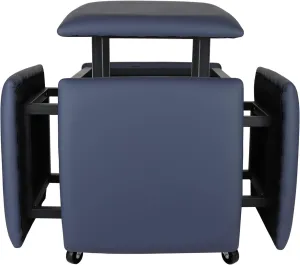 5 in 1 Nesting Ottoman Cube Chair, Stackable Stools, Leather Square Ottoman Bench, Foot Stool with Wheels for Living Room,Dining Room 15.75x15.75x16.54 inches
