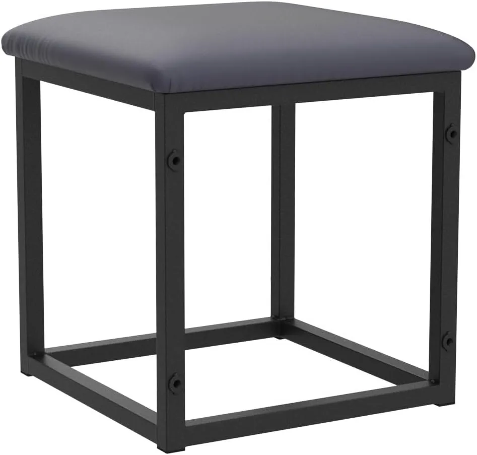 5 in 1 Nesting Ottoman Cube Chair, Stackable Stools, Leather Square Ottoman Bench, Foot Stool with Wheels for Living Room,Dining Room 15.75x15.75x16.54 inches