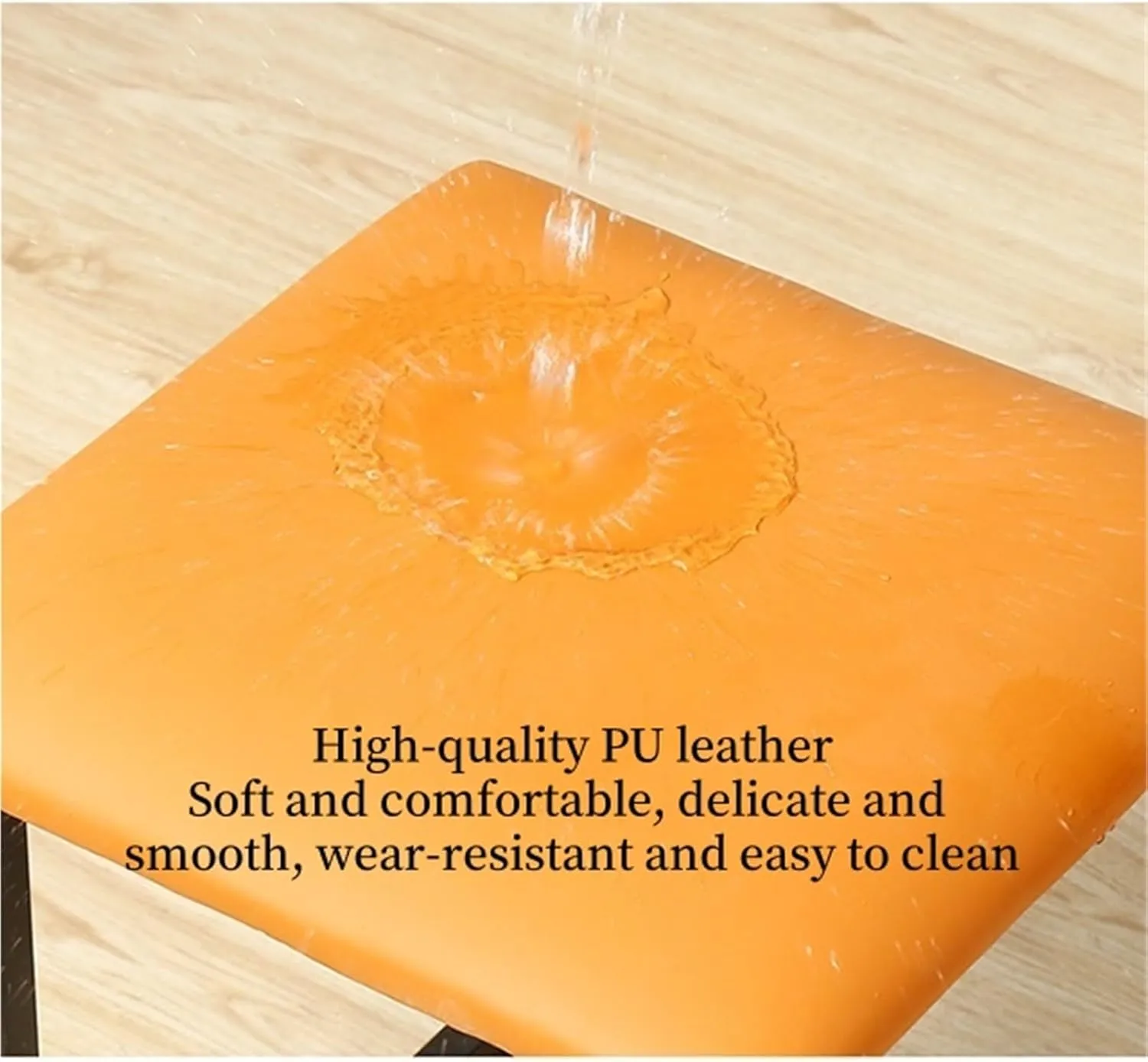 5 in 1 Nesting Ottoman with Wheels Movable Footstool Stackable Sofa Stools PU Leather Pouf Chair Square Foot Stool for Dining Room Living Room Creative idea(Yellow,32x32x32cm)