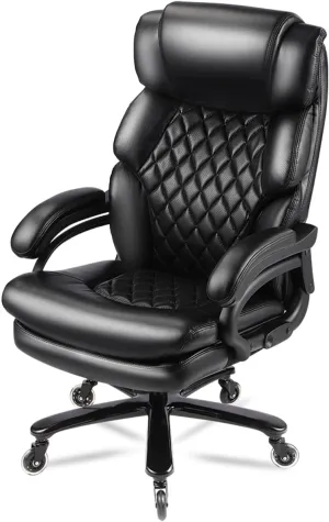 500lbs Big and Tall Office Chair for Heavy People Executive Office Chair 360 Swivel Computer Desk Chair with Heavy Duty Casters Large Size Home Office Chairs (Black)