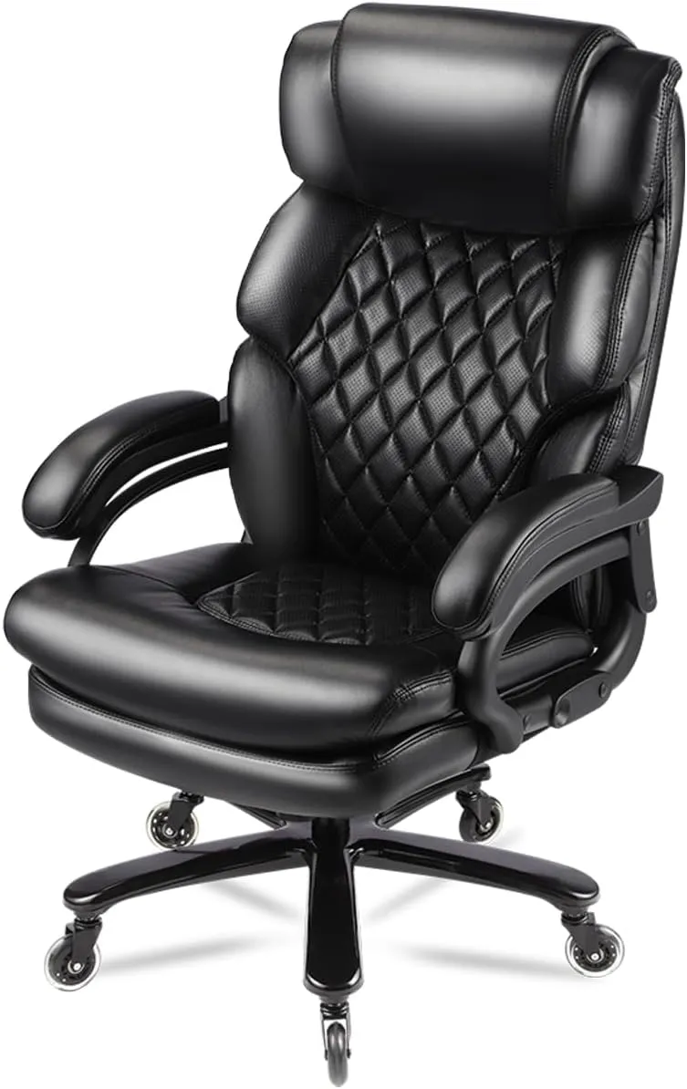 500lbs Big and Tall Office Chair for Heavy People Executive Office Chair 360 Swivel Computer Desk Chair with Heavy Duty Casters Large Size Home Office Chairs (Black)