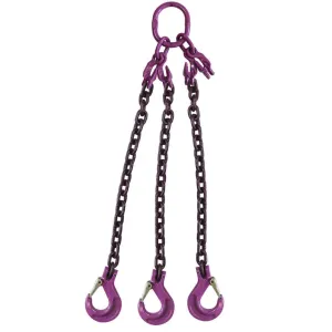 5/8" x 15' - Adjustable 3 Leg Chain Sling w/ Sling Hooks - Grade 100