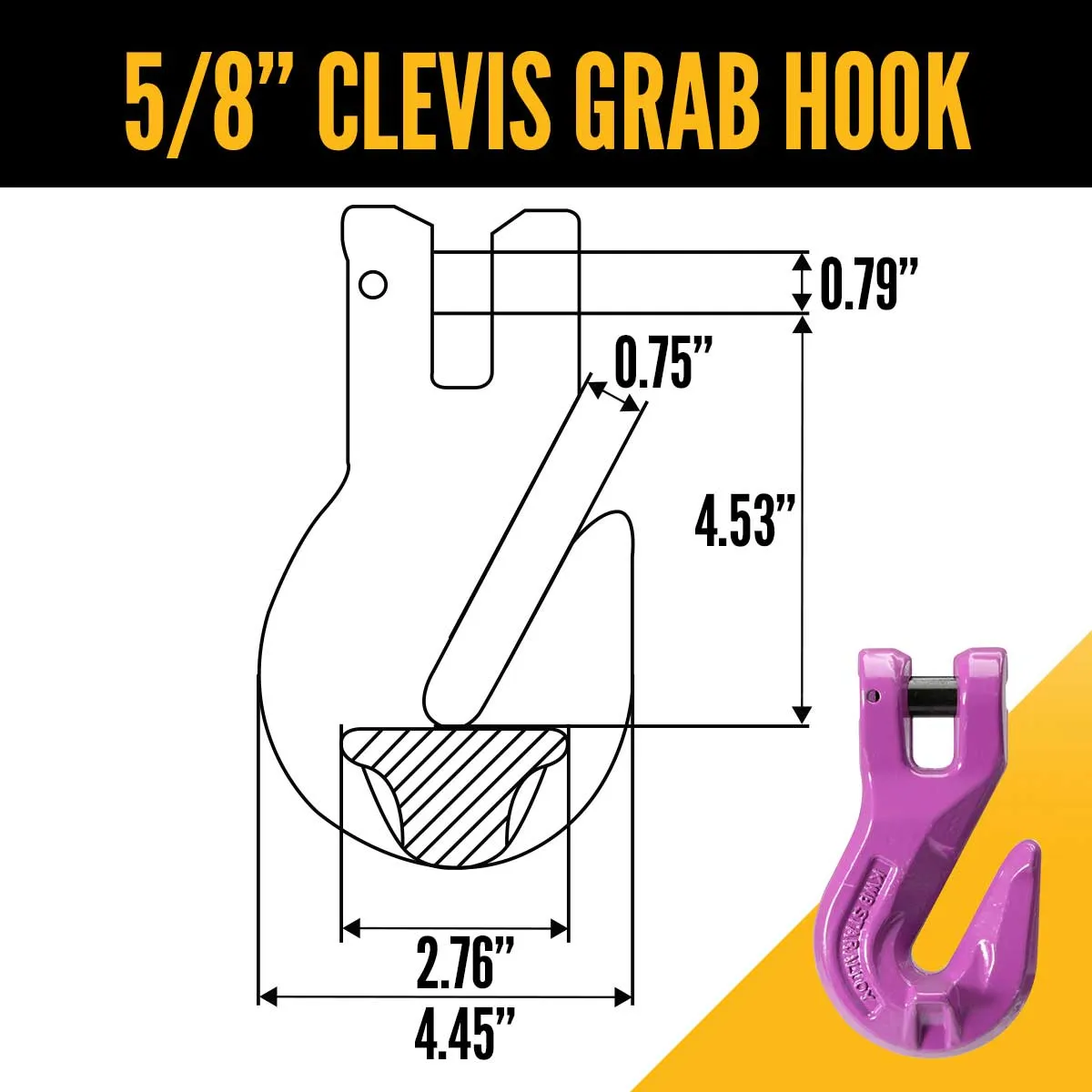 5/8" x 15' - Adjustable 4 Leg Chain Sling w/ Grab Hooks - Grade 100
