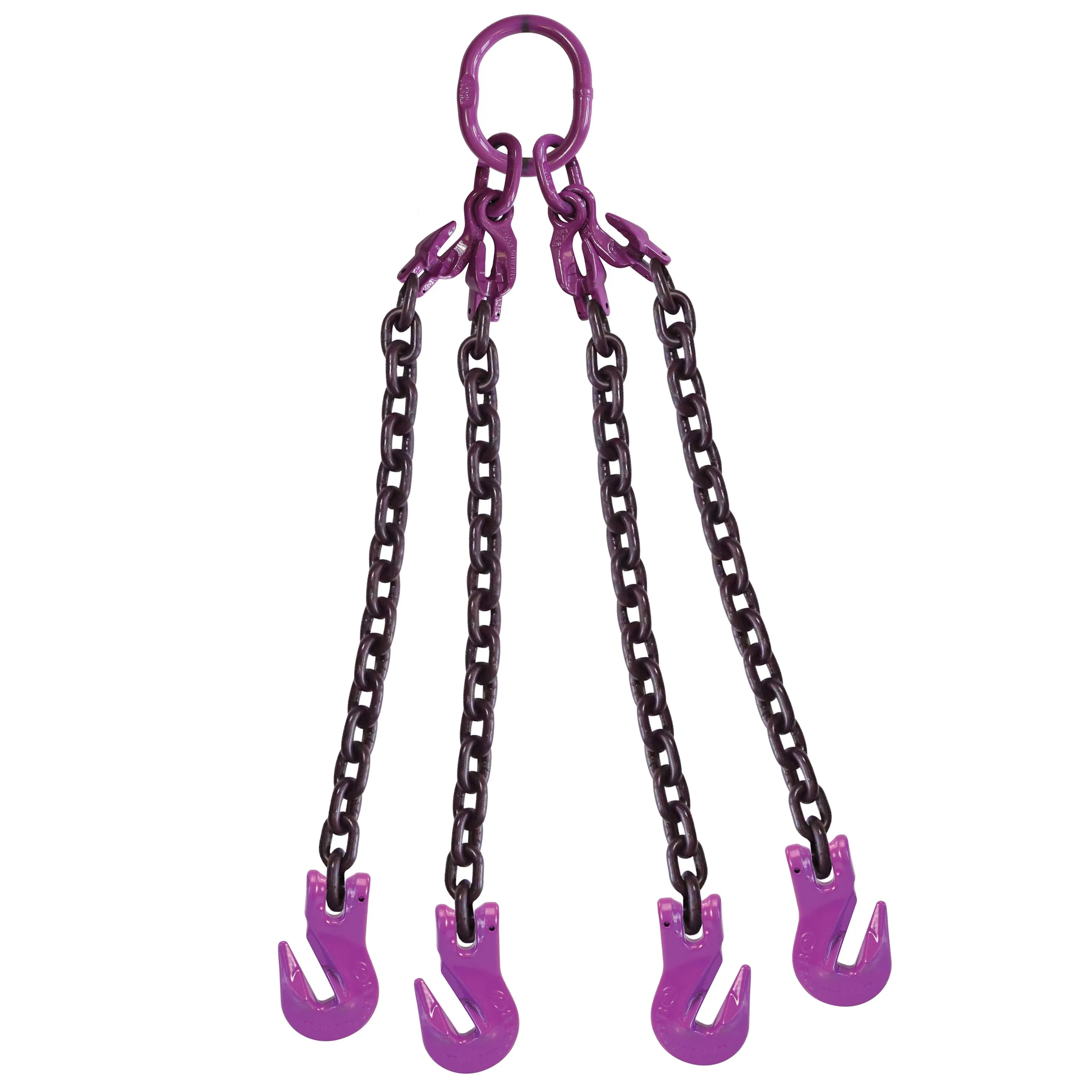 5/8" x 15' - Adjustable 4 Leg Chain Sling w/ Grab Hooks - Grade 100