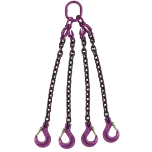 5/8" x 15' - Adjustable 4 Leg Chain Sling w/ Sling Hooks - Grade 100