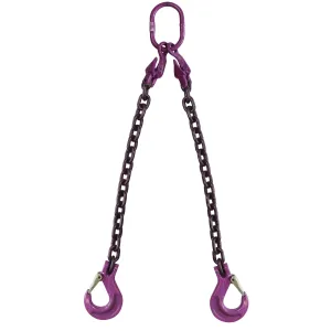 5/8" x 20' - Adjustable 2 Leg Chain Sling w/ Sling Hooks - Grade 100