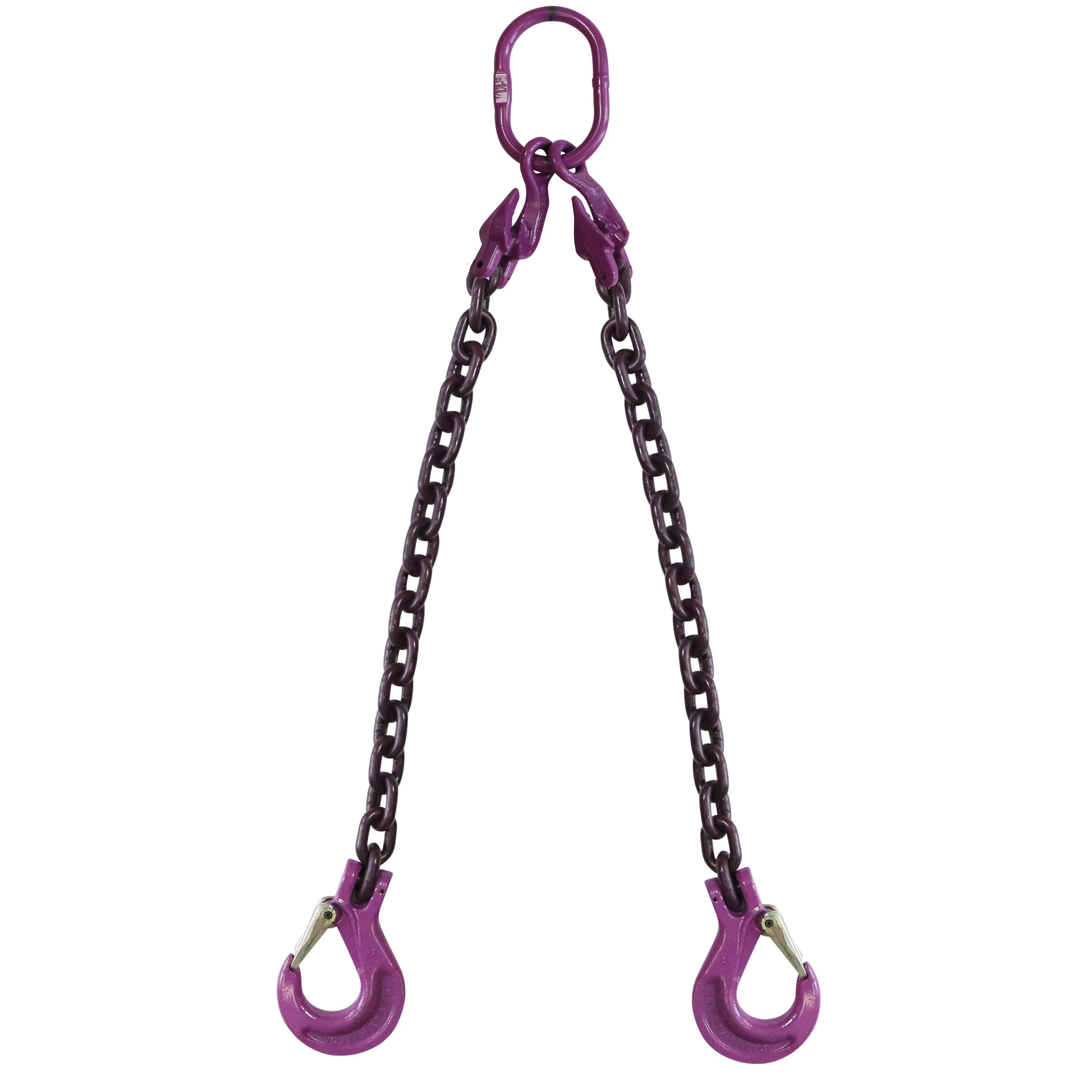 5/8" x 20' - Adjustable 2 Leg Chain Sling w/ Sling Hooks - Grade 100