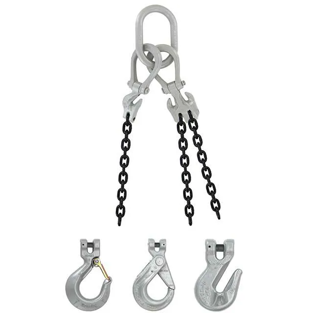 5/8" x 5' - Domestic Adjustable 3 Leg Chain Sling with Crosby Grab Hooks - Grade 100