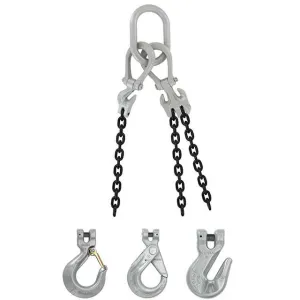 5/8" x 5' - Domestic Adjustable 3 Leg Chain Sling with Crosby Grab Hooks - Grade 100