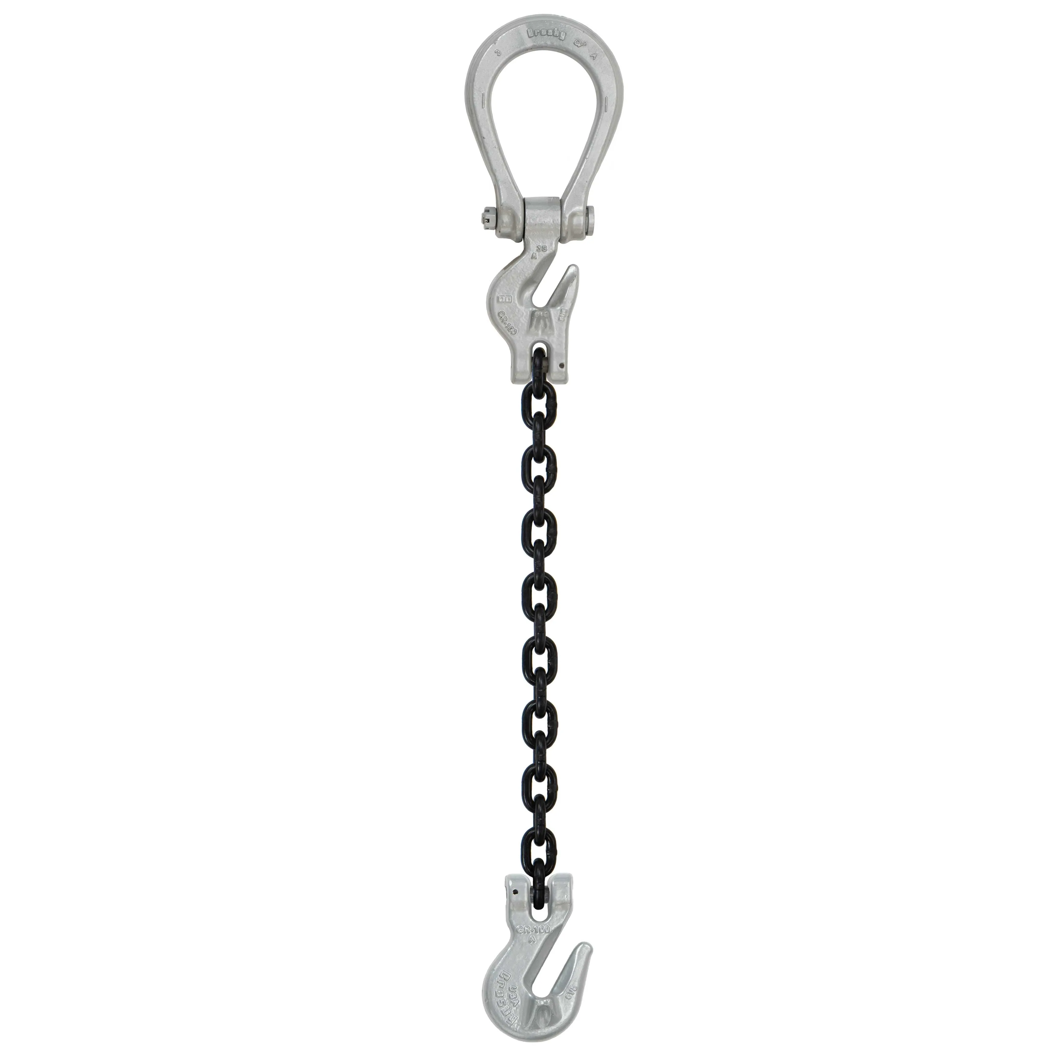 5/8" x 5' - Domestic Adjustable Single Leg Chain Sling with Crosby Grab Hook - Grade 100