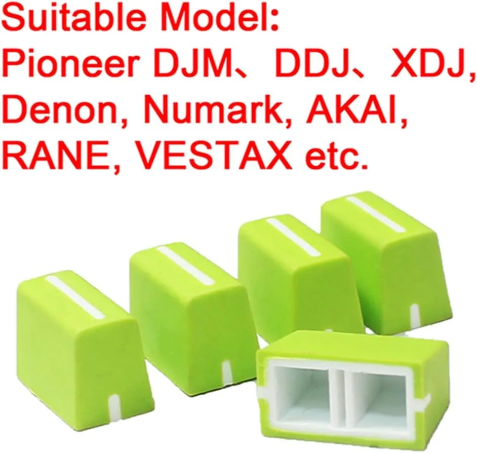 5pcs Universal Fader Knobs Replacement Fader Cap Slider for DJ Controller Mixer Console Pioneer Pioneer DJM、DDJ、XDJ, Denon Numark AKAI RANE VESTAX (Universal Green Hats)