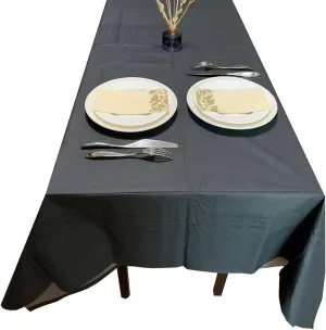 [6 Pack] Black Paper Tablecloths Disposable for Rectangle Tables, 54 X 108 Inch Party Table Cover with Plastic Backing, Waterproof 3 Ply Table Cloth for Halloween Banquet Parties, New Pattern