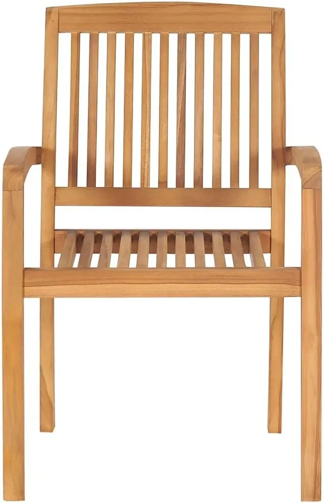 6-Piece Stackable Teak Wood Patio Chairs with Cushions - Outdoor Indoor Dining Chairs Set Weather-Resistant Furniture for Garden Poolside Camping (Anthracite)