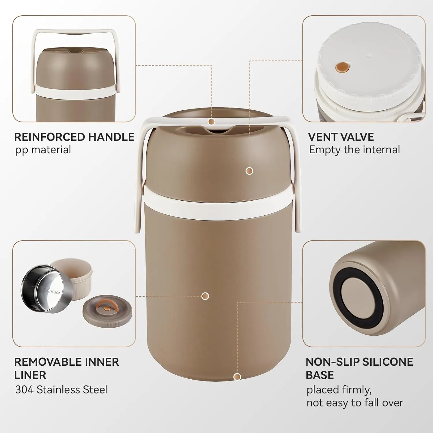 67oz Thermos for Hot Food,3-Layer Sealed Stackable Food Thermos,with Lunch Bag Soup Thermos,It Is Suitable for Daily Office Meals and Outdoor Meals,Among Other uses (Gray, 67)