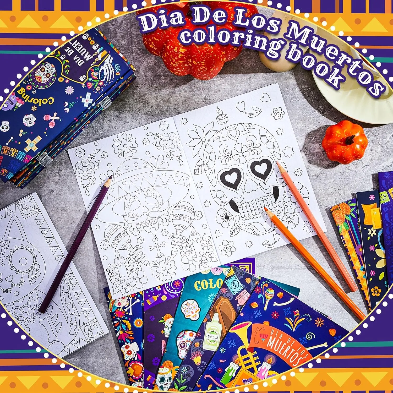 72 Pcs Day of The Dead Coloring Book for Adults Kids DIY Sugar Skulls Coloring Book Bulk Mexican Dia De Los Muertos Books Halloween Party Favors Bag Fillers