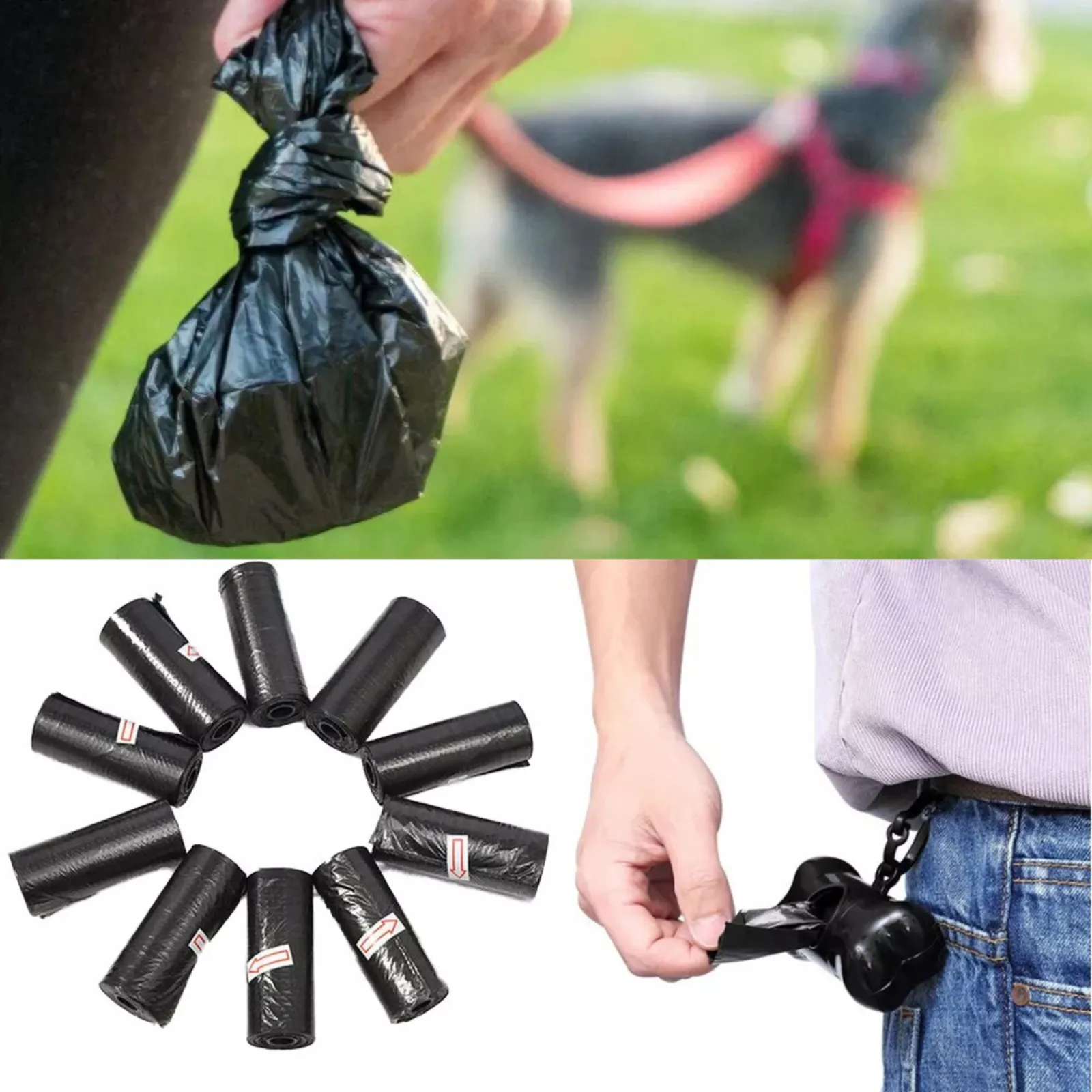 750x Biodegradable Poop Bags  Puppy Waste Disposable Black