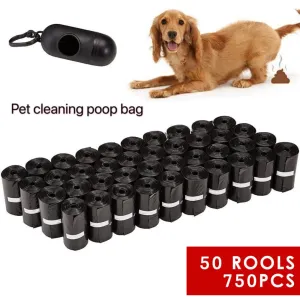 750x Biodegradable Poop Bags  Puppy Waste Disposable Black