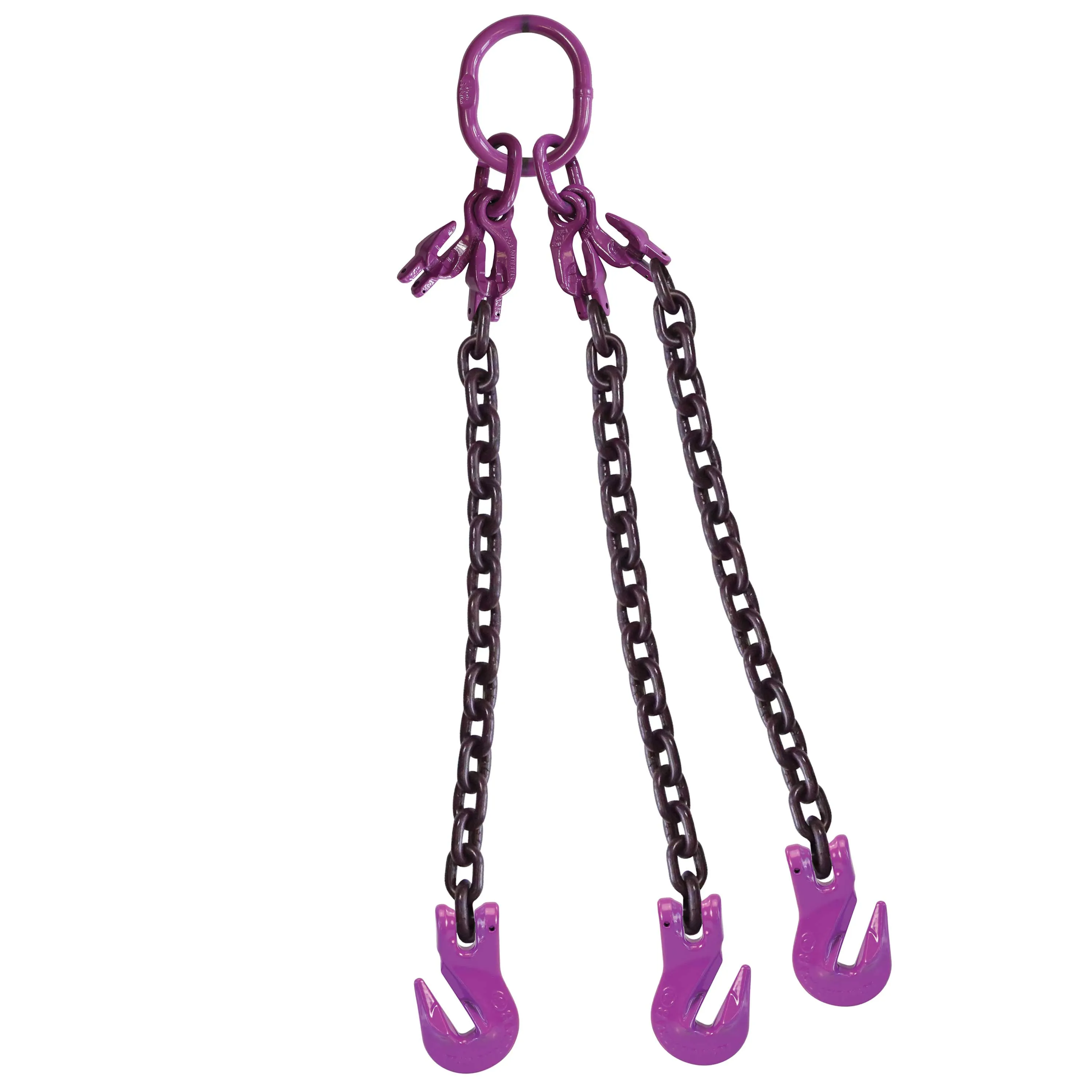 9/32" x 10' - Adjustable 3 Leg Chain Sling w/ Grab Hooks - Grade 100
