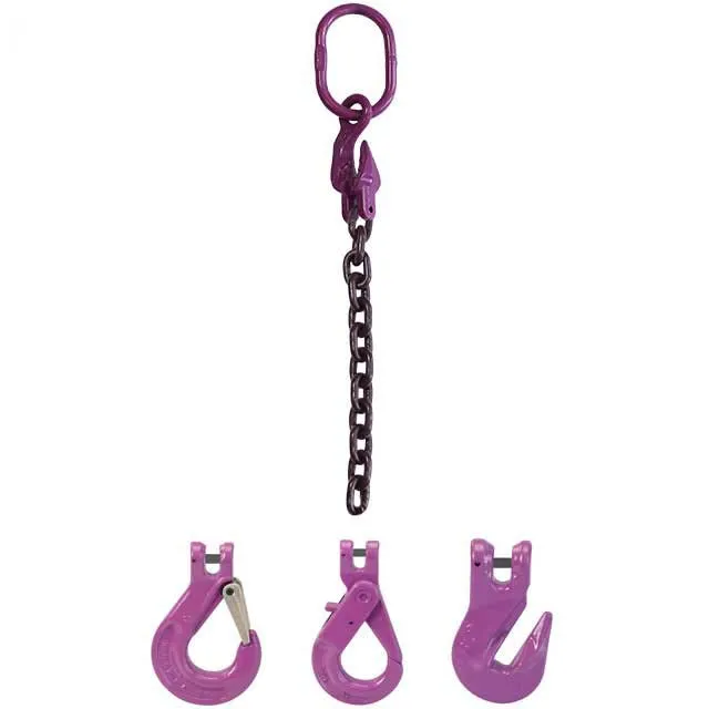 9/32" x 10' - Adjustable Single Leg Chain Sling w/ Grab Hook - Grade 100